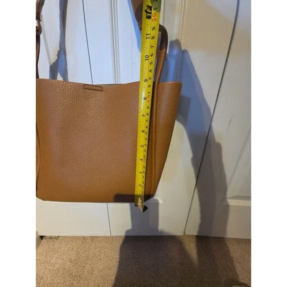 Antik Kraft Soft Vegan Shoulder Tote Detachable Pouch Brown Snap Closure - Picture 9 of 11